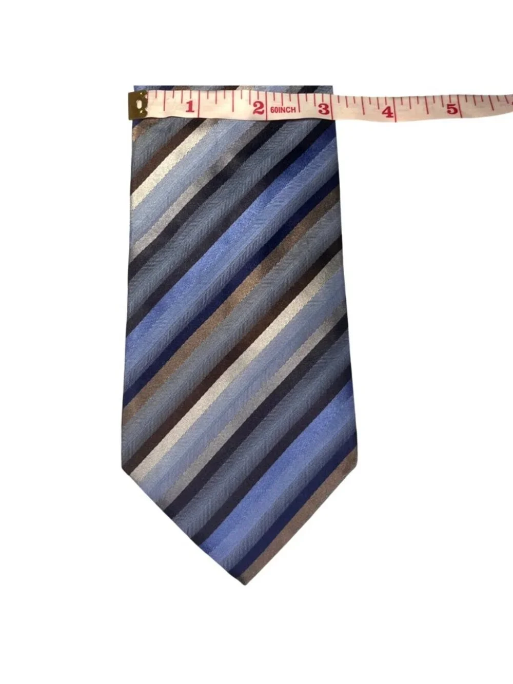 Kenneth Cole Reaction Designer Striped Tie Blue Gray Black Copper Gold (3/$15)